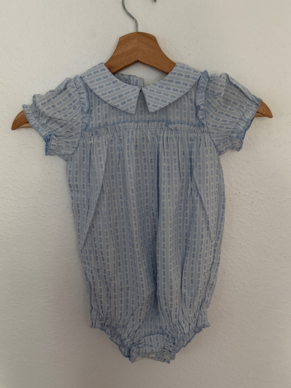 Velvette the Label Blue Floral Stripe Romper